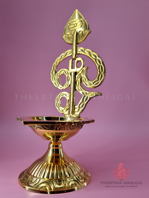 7-Inch Brass Om Vel Vilakku Diya (Deep Agal)