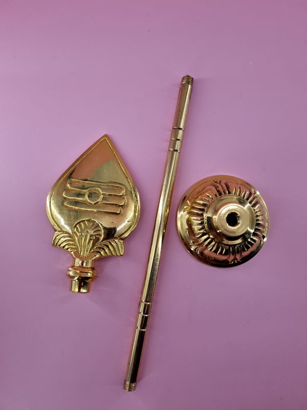 9 inches (Half Feet) - Divine Brass Murugan Vel with Dismantleable Stand - Image 2